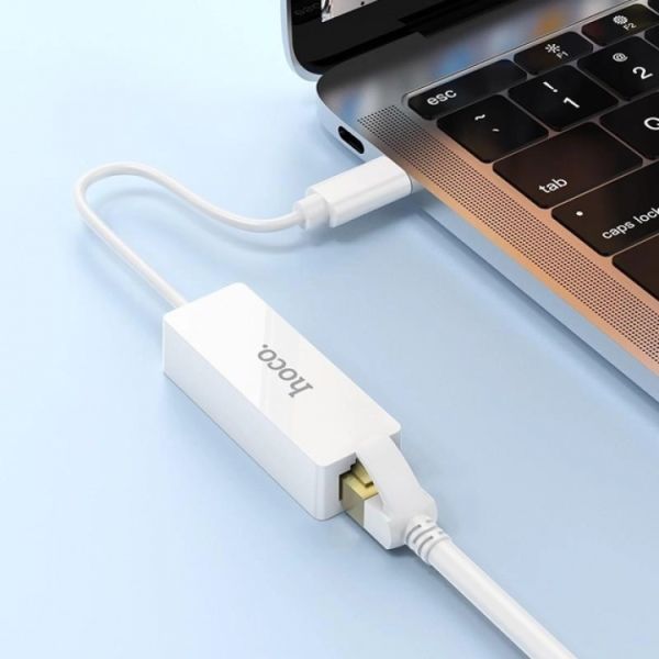 Адаптер переходник Hoco UA22 Type-C to Ethernet RJ45 100Mbps white