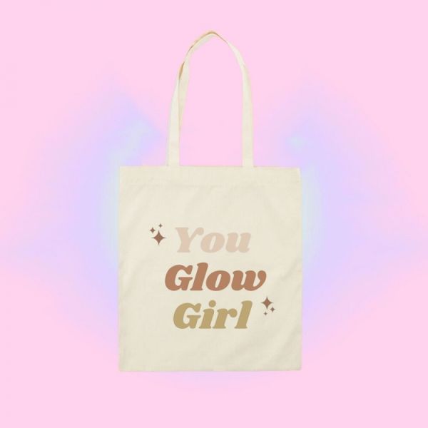 Эко сумка шоппер с принтом you glow girl 39х34 см (Бежевый)