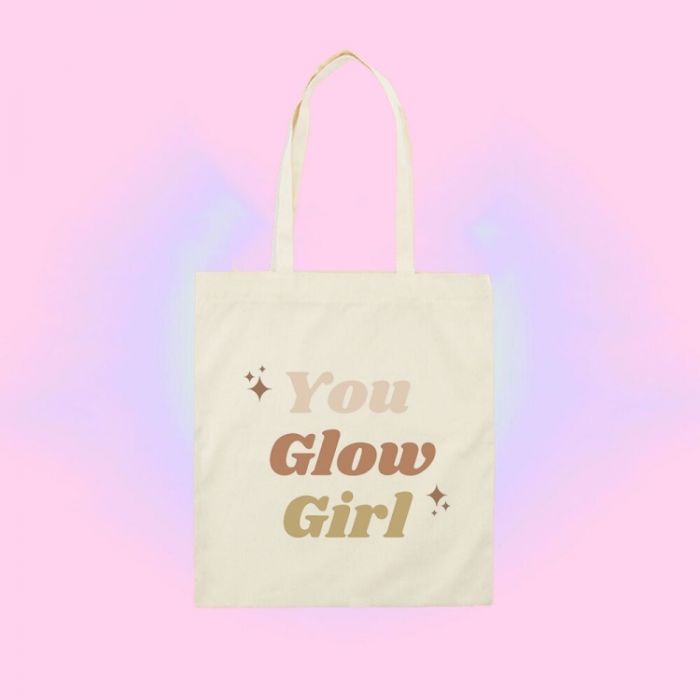 Эко сумка шоппер с принтом you glow girl 39х34 см (Бежевый)