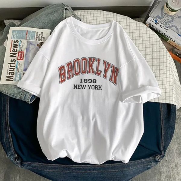 Футболка универсальная женская мужская Brooklyn LOGO белая